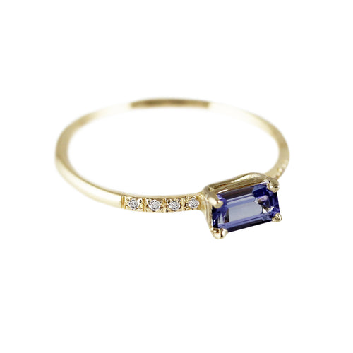 TANZANITE OCTAGON WITH PAVE RING