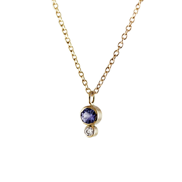 TANZANITE WITH WHITE DIAMOND NECKLACE