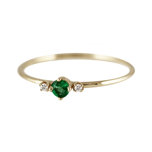 THEA EMERALD WITH SIDE DIAMOND RING