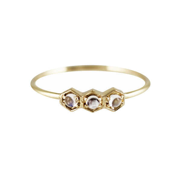 THREE HEXAGON MOONSTONE RING