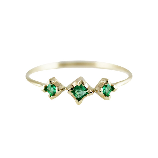 THREE SQUARES EMERALD RING