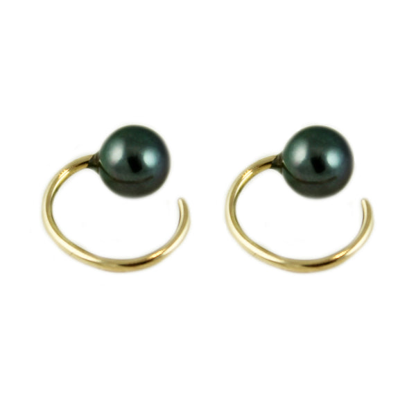 BLACK TINY PEARL EARRINGS