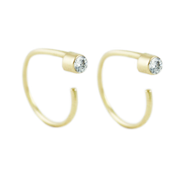 14K TINY DIAMOND HOOPS