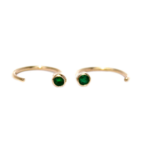 EMERALD TINY HOOPS