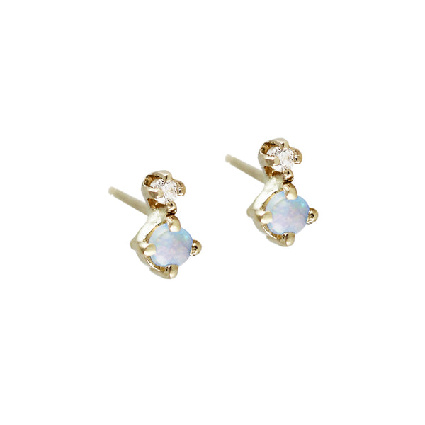 TINY OPAL AND DIAMOND STUD