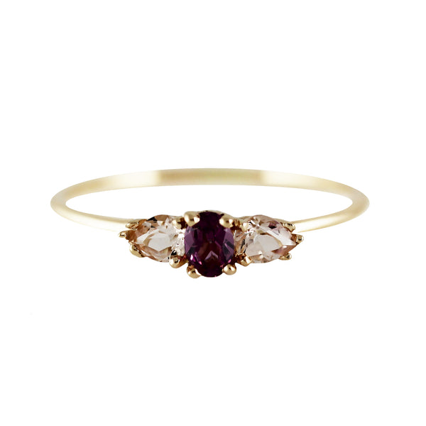 VIOLET GARNET WITH MORGANITE PETALS RING