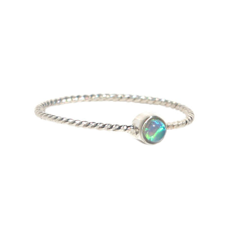 SILVER PRINCESS OPAL WITH DIAMONDS RING