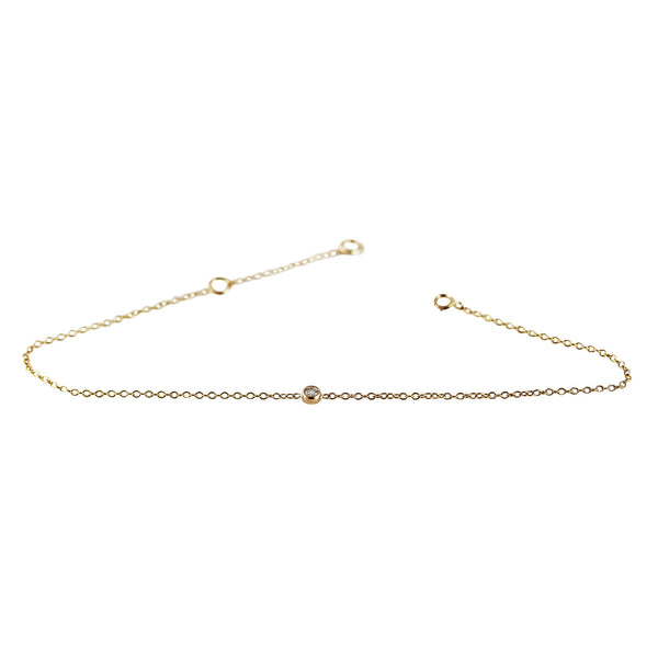 14K PETITE BEZEL SET WHITE DIAMOND BRACELET